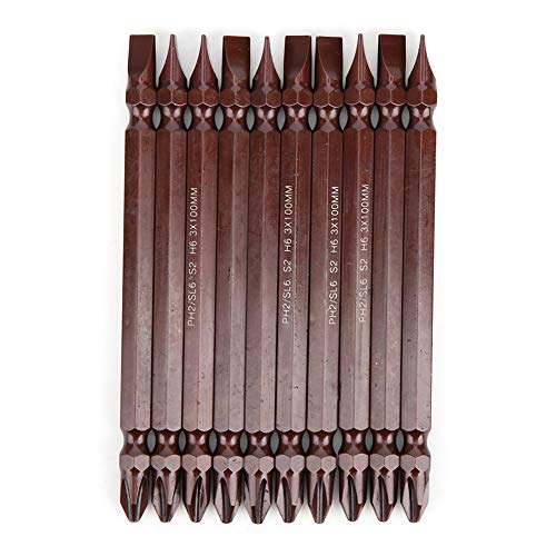 FAUOSWUK Doppelendes Bit, Magnetisches S2 H6.3 X 100 Mm Hardware -Zubehör -Handwerkzeug mit Hohem Biss Zum Reduzieren von Schraubenschäden (Doppelkopf S2 H6.3x100XPH2/SL6) von FAUOSWUK