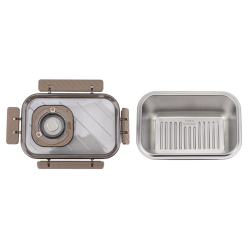 FAUOSWUK Edelstahl-Lebensmittel Vorrats Behälter, Kühlschrank-Organizer Muti-Zweck-Edelstahl-Behälter mit Deckel Gefrier Behälter für Obst Gemüse Fleisch (1200 ml Khaki) von FAUOSWUK