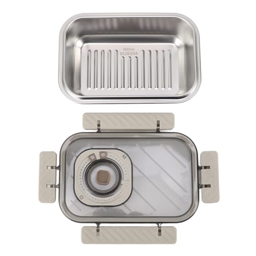 FAUOSWUK Edelstahl-Lebensmittel Vorrats Behälter, Kühlschrank-Organizer Muti-Zweck-Edelstahl-Behälter mit Deckel Gefrier Behälter für Obst Gemüse Fleisch (680 ml Beige) von FAUOSWUK