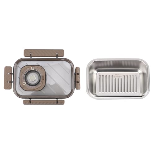 FAUOSWUK Edelstahl-Lebensmittel Vorrats Behälter, Kühlschrank-Organizer Muti-Zweck-Edelstahl-Behälter mit Deckel Gefrier Behälter für Obst Gemüse Fleisch (680ml Khaki) von FAUOSWUK