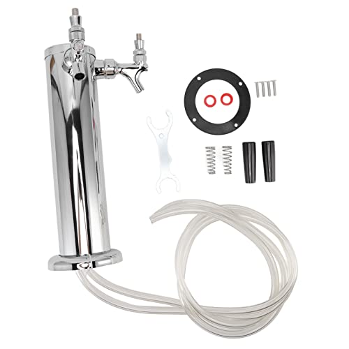 FAUOSWUK Fass Bierturm, Edelstahl Doppel -Bier -Tap -Wasserhahn mit Verchromtem Messing und Poliertem Innenraum für den Home Bar Kegerator Kegerator Keezer Fass Bier von FAUOSWUK