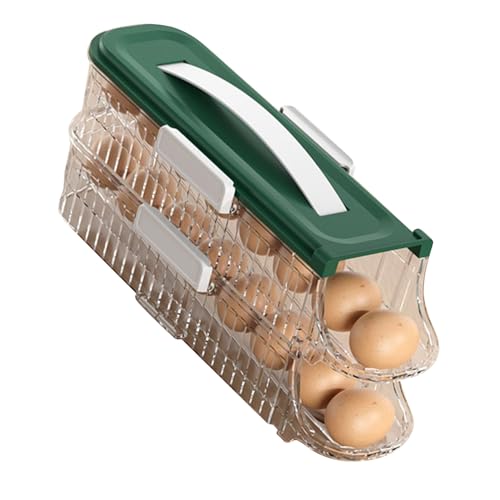 FAUOSWUK Kühlschrank -Eierbehälter, Geräumige 2 -Schicht -Design -Struktur für Einfachen Zugang, Transparente Räumliche Eierspeicherbox mit Robustem Haustiermaterial für von FAUOSWUK