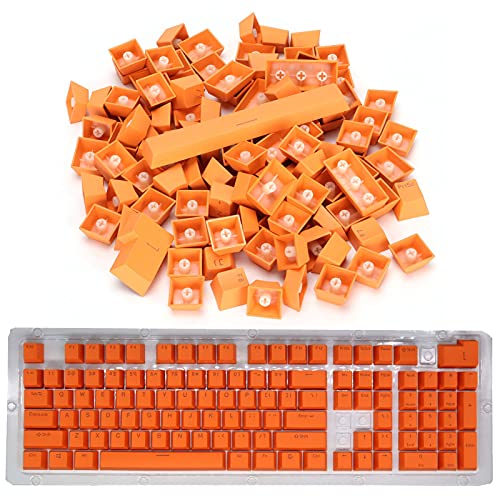 FAUOSWUK PBT-Tastaturkaps Mechanische Tastaturschlüsselkaps 108 Taste Ergonomisches Design Zwei-Farbe-Injektionstext 13 Farben mit Hochwertigem PBT-Material für 61/64/87/104/108 Taste (Orange) von FAUOSWUK