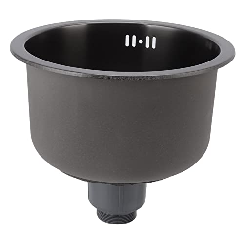 FAUOSWUK Runde Küchenspüle, Schwarzer Edelstahl Kleines Rundes Waschbecken Mini Runde Waschbecken mit Zwei Montierungen und Abflusszubehör für die Renovierung der Küche zu (Nano Black King) von FAUOSWUK