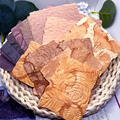 168pcs geprägtes Sammelalbumpapier, FAURAPMNG gemischtes Vintage -Handwerk strukturiertes Papier Spezialpapier für Scrapbooking Decorative Junk Journal Journaling Supplies DIY -Materialien von FAURAPMNG