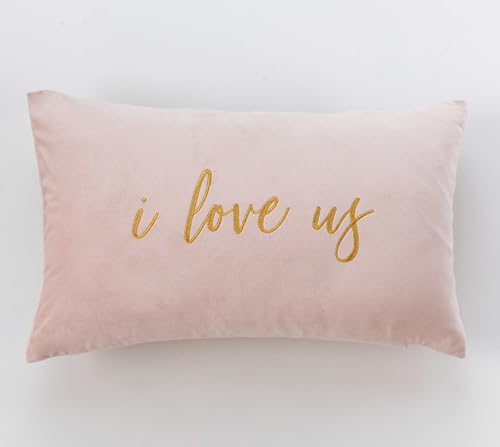 FAVDEC Bestickter Kissenbezug mit Aufschrift "I Love Us", dekorativer Kissenbezug, 30,5 x 50,8 cm, Rosa von FAVDEC