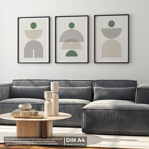 FAVELOT Abstrakte Bilder Set A4, Poster Aesthetic, Poster Set, Wandbilder Wohnzimmer - Boho Bilder grün beige, 3x Din A4 FAVELOT Abstrakte Bilder Set A4, Poster Aesthetic, Poster Set, Wandbilder Wohnzimmer - Boho Bilder grün beige, 3x Din A4 von FAVELOT