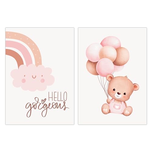 FAVELOT Poster Kinderzimmer Mädchen A4 - Regenbogen, Rosé - Bilder Babyzimmer Deko - Deutscher Premium-Druck - 2er Set Din A4 FAVELOT Poster Kinderzimmer Mädchen A4 - Regenbogen, Rosé - Bilder Babyzimmer Deko - Deutscher Premium-Druck - 2er Set Din A4 von FAVELOT