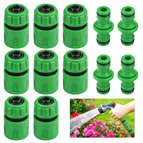 Favengo 12 Stück Schlauchverbinder 1/2 Zoll Gartenschlauch Verbindungsstück Grün Doppelstecker Steckverbinder Plastic Schlauchstück Set Schlauch Kupplungssatz für Rohr Verbinden Gartengeräte Autowäsch von Favengo