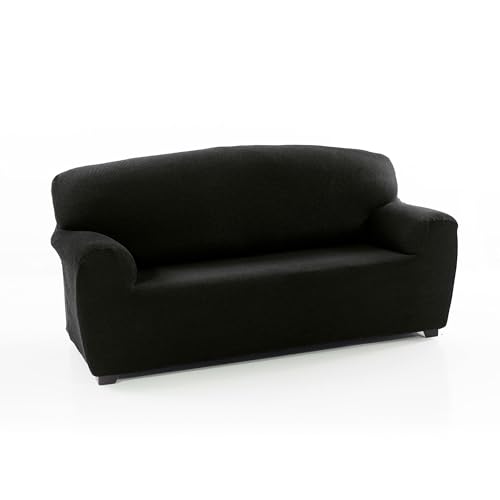 FAVERTI® Elastischer Sofabezug für 3-Sitzer von 180 bis 220 cm | Modell Reale | Schwarz | Sofabezug | Hochwertiger Schutz aus Jacquard-Stoff in Baumwolloptik von FAVERTI
