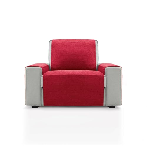 FAVERTI® Sesselüberwurf für 1-Sitzer oder Relaxsessel, 55 cm, Modell PEGO | Rot | Chenille, extra weich, Qualitäts-Sesselschutz, recyceltem Material von FAVERTI