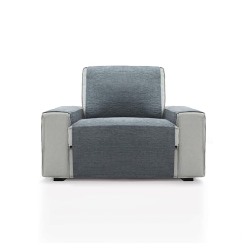 FAVERTI® Sesselüberwurf für 1-Sitzer oder Relaxsessel, 55 cm, Modell Pego, Dunkelgrau, extra weicher Chenille, Qualitäts-Sesselschutz, recyceltem Material von FAVERTI