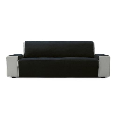 FAVERTI® Sofaüberwurf für 3-Sitzer, 160 cm, Modell Pego, Schwarz, Chenille, besonders weich, hochwertig, recyceltem Material von FAVERTI