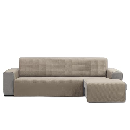 FAVERTI® Sofaüberwurf für Chaiselongue, gepolstert, 240 cm (Sitz), Modell REQUENA | Beige, kompatibler Schutz Links/rechts, pflegeleicht, langlebig und robust von FAVERTI