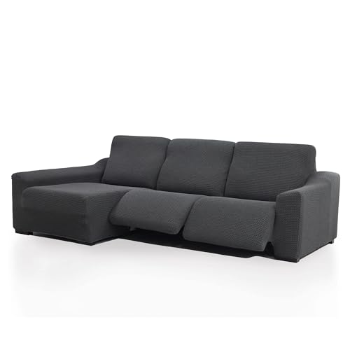 FAVERTI® Super elastischer Bezug für Chaiselongue, langes Eckteil Links (Vorderseite), Modell Nove, Dunkelgrau, Qualitätsschutz aus Jacquard-Stoff, Baumwollgefühl von FAVERTI
