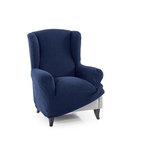 FAVERTI® Super elastischer Bezug für Ohrensofa, 3-Sitzer, 160 bis 190 cm, Modell Novele, Marineblau, hochwertiger Schutz aus Jacquard-Stoff, Baumwollgefühl, Sofaschutz, Ohrenschützer von FAVERTI