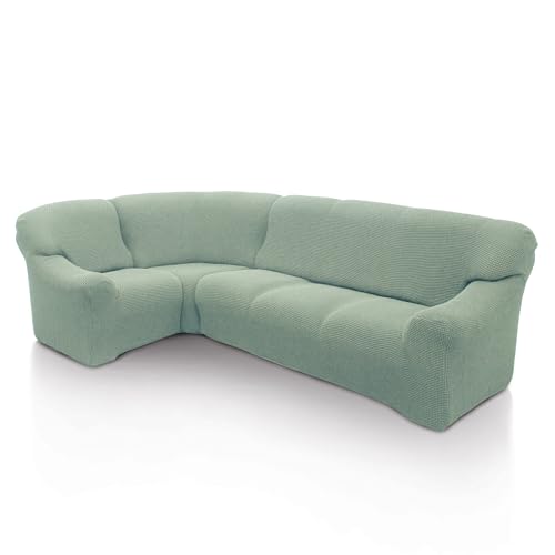 FAVERTI® Super elastischer Sofabezug von 3,4 bis 5,4 m | Modell Novelle | Türkis | Ecksofabezug | hochwertiger Schutz aus Jacquard-Stoff und Baumwolle von FAVERTI
