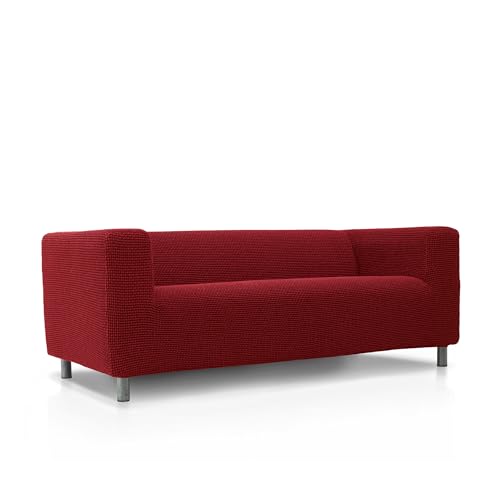FAVERTI® Super elastischer Sofabezug, kompatibel mit dem Sofa KLIPPAN 2-Sitzer von IKEA | Modell Novelle | Rot | Qualitätsschutz aus Jacquard-Stoff und Baumwollgefühl von FAVERTI
