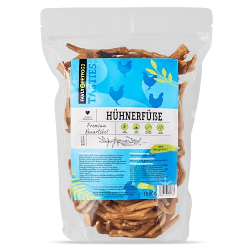 FAVLY Petfood Premium Hühnerfüße für Hunde 1000g - luftgetrockneter Naturkauartikel - splitterfrei - natürliche Zahnpflege - für Welpen & große Hunde von FAVLY Petfood