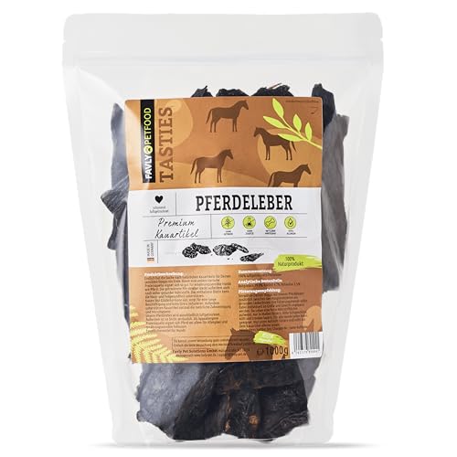 FAVLY Petfood Premium Pferdeleber für Hunde 1000g - luftgetrockneter Kauartikel 100% natürlich - splitterfrei - natürliche Zahnpflege - für kleine & große Hunde von FAVLY Petfood