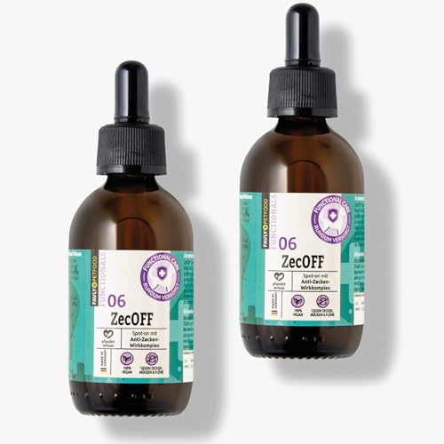 FAVLY – ZecOFF Zeckenschutz flüssig für Hunde 2x50ml Set – pflanzlich basiertes allergikerfreundliches Spot-On Zeckenmittel mit Saltidin, Eukalyptus & Neemöl – gegen Parasiten ohne Nervengifte von FAVLY Petfood