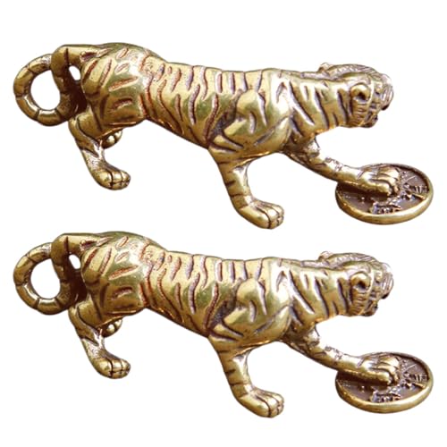 FAVOMOTO 2 Stück Chinesische Fengshui Handgemachte Messing Tiger Statue Glück Statuen Desktop Figur Home Office Dekor Einweihungsparty Geschenk von FAVOMOTO