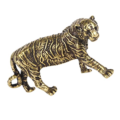 FAVOMOTO 2 pcs Chinese Fengshui Handmade Brass Tiger Statue Lucky Statues Desktop, Retro Brass Sculpture Mini Vintage Tiger Statue Decoration Feng Shui Figures, Tigerförmige Dekofigur Home von FAVOMOTO