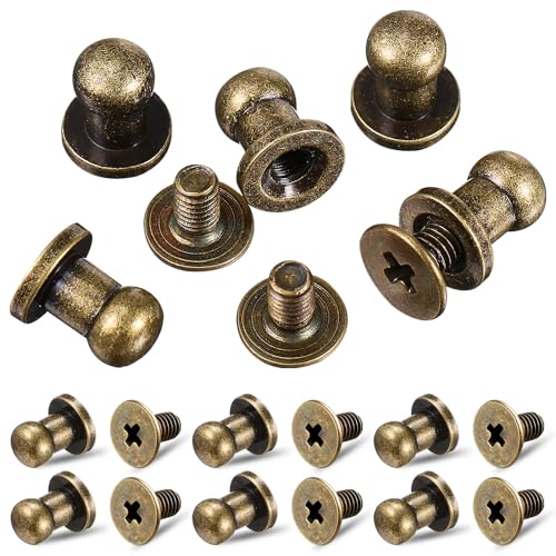 FAVOMOTO Screws Bronze Leather Tubular - 30 Set Screws Bronze Leather Rivets Screw Rivets Belt Leather Rivets Double Caps Rivet Tubular Metal Studs Bronze von FAVOMOTO