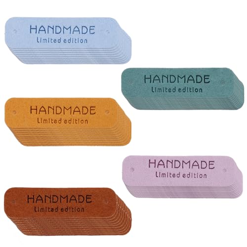 FAVOMOTO 50pcs PU Leder Handmade Label Zum Annähen Labels Zum Annähen Personalisiert Leder Nähen Label Nähen Handmade Kunst Leder Labels Etiketten Tags PU Kleidung Tasche Näharbeit DIY von FAVOMOTO