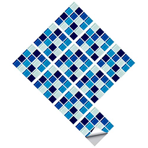 FAVOMOTO Fliesenaufkleber Wandaufkleber 15x15 cm Blau Fliesensticker Badezimmer Küche Selbstklebend Mosaikfliesen Aufkleber 10 Wandfliese Wand M?bel Dekoration von FAVOMOTO