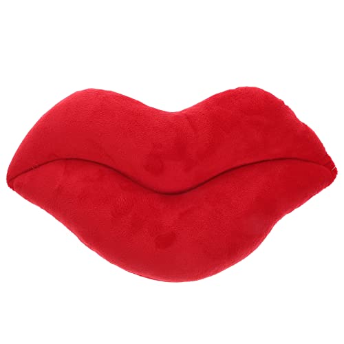 FAVOMOTO Plüsch Gefülltes Lippenförmiges Dekokissen Lippenkissenbezug Lippenförmiges Kissen Blattkissen Lippenkissen Rot Aufblasbare Form Polsterkissen Couchkissen 3D Taillenpolster Sofa von FAVOMOTO