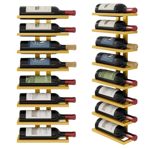 FAVOOSTY Weinregal Wand, Flaschenhalter, Flaschenregal mit 8 Ebenen, Metall Weinregal Hängend Weinflaschenregale Schwarz für Esszimmer, Schlafzimmer, Weinkeller Gold FAVOOSTY Weinregal Wand, Flaschenhalter, Flaschenregal mit 8 Ebenen, Metall Weinregal Hängend Weinflaschenregale Schwarz für Esszimmer, Schlafzimmer, Weinkeller Gold von FAVOOSTY