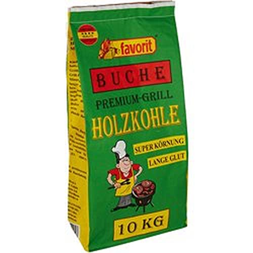 Favorit Buchen-Holzkohle 10kg (Grillkohle / Holzkohle in Premium Qualtiät - aus reinem Buchenholz, große Körnung, langanhaltende Glut) 1005 von FAVORIT
