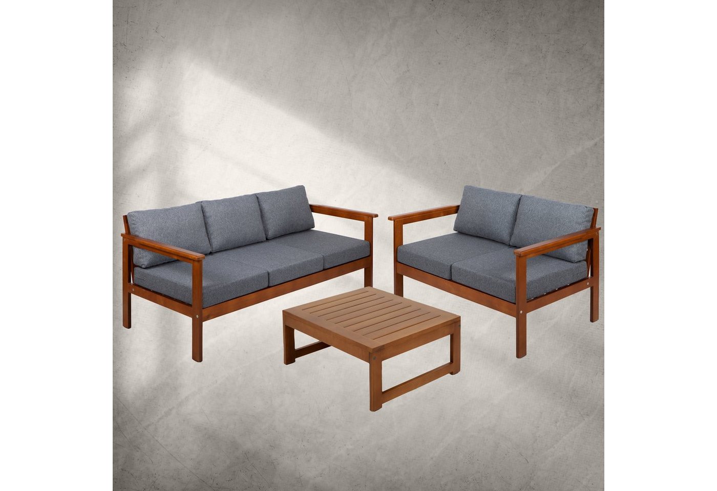 FAVRE Gartenlounge-Set FAVRE Gartenlounge-Set »Gartenlounge-Set »Gartenmöbel Set 3-teilig, (3-tlg., 3 Sofa, 2 Sofa und Couchtisch) von FAVRE