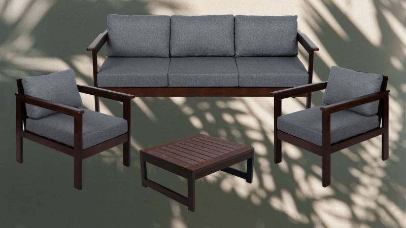 FAVRE Gartenlounge-Set Gartenlounge-Set Gartenmöbel Set 4-teilig, (Spar-Set, 4-tlg., 3-Sofa, 2x Sessel und Couchtisch), waschbare Bezuege von FAVRE