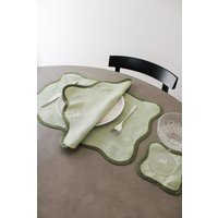 Ausgebogte Tischsets in Forrest Und Salbeigrün | 4Er-Set von FAVRTableware