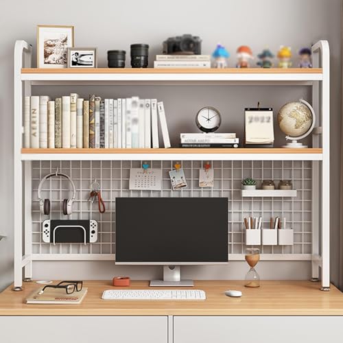 2-stufiges Desktop-Bücherregal – Büro-Aufbewahrungsregal, aus Holz für Computertisch, Desktop-Bücherregal, Mehrzweck-Präsentationsregal, Schreibtisch-Arbeitsplatten-Aufbewahrungsbox für Wohnheime, B von FAXIOAWA