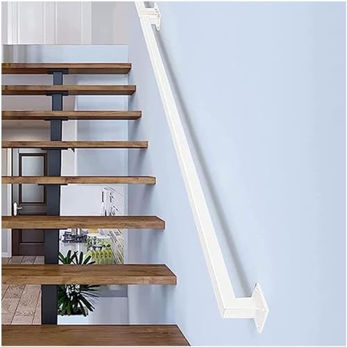 Weißer Handlauf für Treppen – Komplettset, weißer quadratischer Haltegriff, Treppengeländer, Geländer für Stufen im Freien oder im Innenbereich mit Wandhalterung aus Metallschmiedeeisen (Größe: 400 von FAXIOAWA