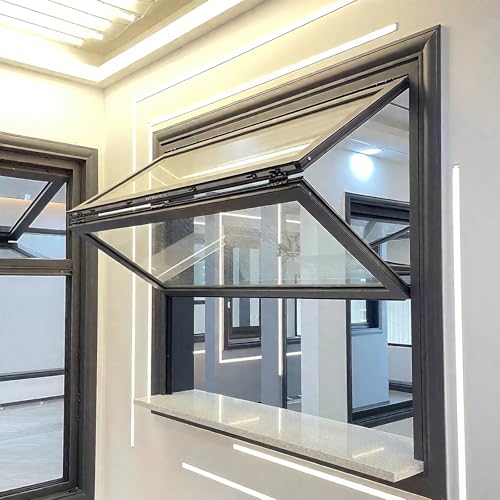 Aluminium Faltbares Doppelflügelfenster, Wetterfestes Schiebefenster, Kommerzielles Faltbares Doppelflügelfenster, Versenkter Einbau,Anpassbares(Black,40x32in/102x81cm) von FAXJRU