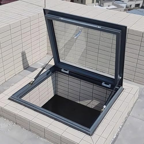 Dachausstieg, Dachfenster, Mehrzweckfenster, Dachluke, Dachfenster für Schornsteinfeger, Beleuchtung und Lüftung Aluminiumschale,2-fach Verglasung(35.4 * 35.4in/90 * 90cm) von FAXJRU
