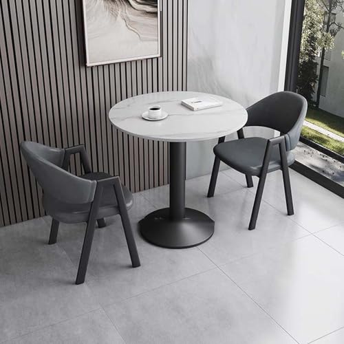FAXJRU Esstische Rund mit 2 Stühlen, Essecke Komplett Set, Couchtisch, Tisch Klein Esstisch und Stuhlset, for Familienfreizeit, Geschäftsverhandlungen(Gray,70CM/27.6IN) von FAXJRU