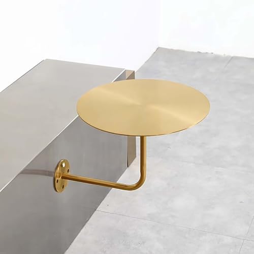 FAXJRU Runder Tisch zur Wandmontage, Kleiner Tisch aus Edelstahl, Schwebender Wandschreibtisch Stehtisch,L-förmiger Bistrotisch,An Der Wand Montierter Couchtisch,Sofa-Beistelltisch(Titanium) von FAXJRU