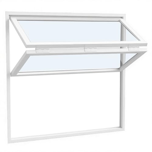 Faltbares Doppelt Aufgehängtes Konzessionsfenster, Auf- und Ab-Schiebefenster aus Aluminium mit 5 mm gehärtetem Glas, für Imbisswagen, Fast-Food-Café(White,65x100cm/25.6x39.4in) von FAXJRU