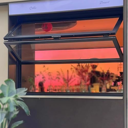 Faltbares Doppelt Aufgehängtes Konzessionsfenster – Auf- und Ab-Schiebefenster aus Aluminium mit 5 mm gehärtetem Glas, für Imbisswagen, Fast-Food-Café(Black,WxH 36x24in/91.4x60.9cm) von FAXJRU