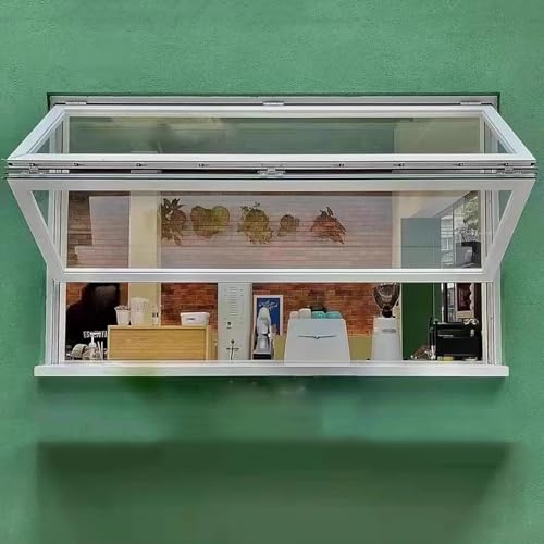 Faltfenster Auf Und Ab Klappbar, Aluminium-Konzessions fenster, Verpflegungs fenster Für Food Trucks, Schiebefenster, Mit Gehärtetem Glas, Anpassbares(WxH 24x24in/60.9x60.9cm) von FAXJRU
