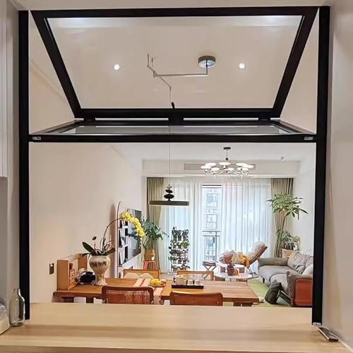 Faltfenster Auf Und Ab Klappbar, Faltbares Doppelflügelfenster, Vertikale Servierfenster,Aluminium-Rahmen, Für Schuppen Küche Laden,Anpassbares(Black,32x40in/81x102cm) von FAXJRU
