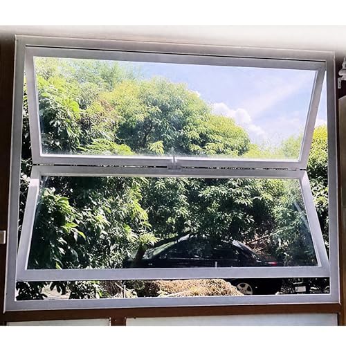 Faltfenster Auf Und Ab Klappbar, Faltbares Doppelflügelfenster, Vertikale Servierfenster,Aluminium-Rahmen, Für Schuppen Küche Laden,Anpassbares(White,32x38in/81x96cm) von FAXJRU