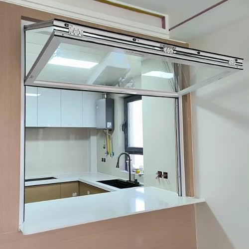 Faltfenster Auf Und Ab Klappbar, Verpflegungsfenster Für Food Trucks,Aluminium-Fenster Mit Gehärtetem Glas, Für Schuppen Küche Laden,Anpassbares(White,WxH 36x32in/91.4x81.2cm) von FAXJRU