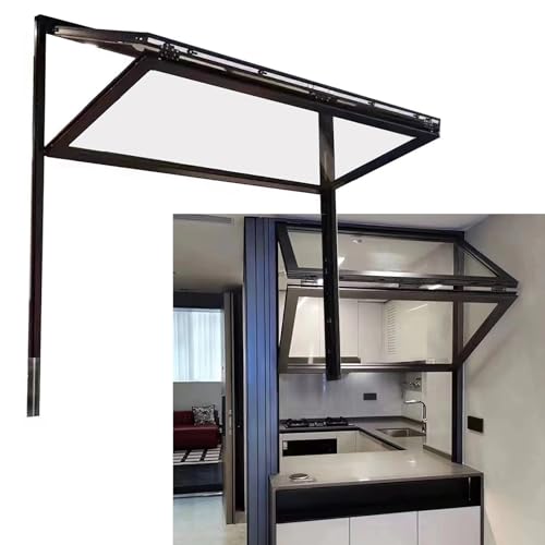 Faltfenster Personnalisée für Food Trucks,Servierfenster aus Aluminium,Vertikales Schiebefenster mit Belüftung,Servicefenster mit gehärtetem Glas(90x90cm/35.4x35.4in) von FAXJRU