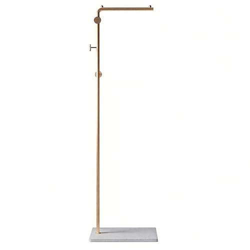 Garderobenständer, Kleiderständer aus Metall, Jackenständer mit 3 Haken, für Kleider, Hut und Handtasche, für Schlafzimmer oder Büro(Gold+white,66.9in/170cm) von FAXJRU
